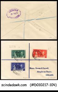 ASCENSION - 1937 REGISTERED COVER to ENGLAND with KGVI CORONATION STAMPS