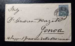 GB Sg201 Postal Cover QV 1892 Cancel To Genoa Italy