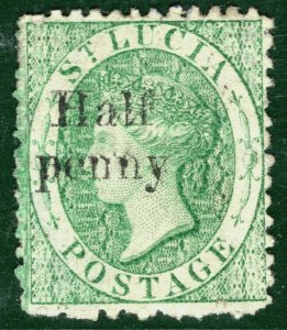 ST LUCIA QV Stamp SG.9a ½d on 6d *WATERMARK REVERSED* Mint MNG c£110- RBLUE109