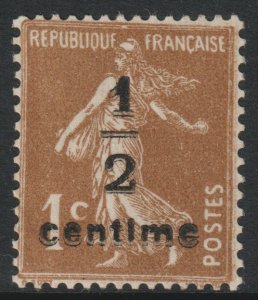 France SG515b, 1932 Sower 1/2c on 1c Brown MH*