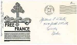 1944 US World War II Patriotic Cover Free France