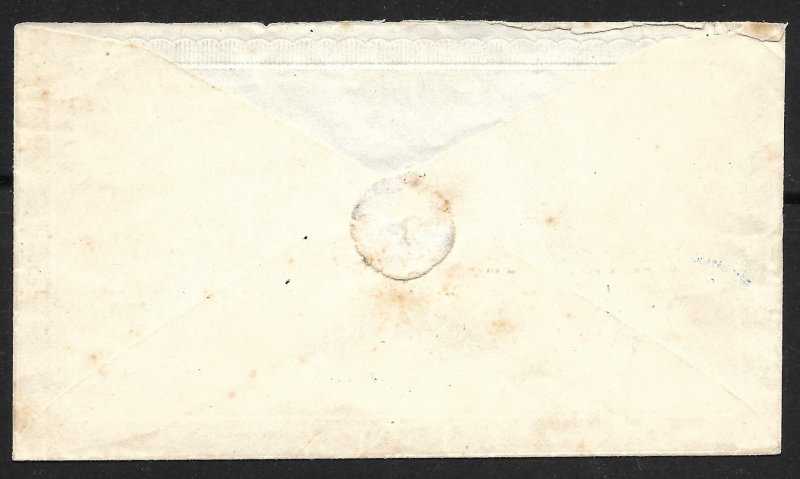 Doyle's_Stamps: 1851 Type II Imperf 3c Washington Issue Scott #10A on Cover