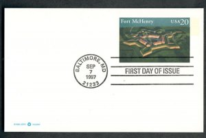 UX284 Fort McHenry Unaddressed postal card FDC with no cachet