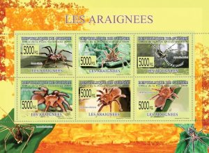 GUINEA - 2009 - Spiders - Perf 6v Sheet - Mint Never Hinged