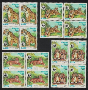 Laos WWF Tiger 4v Blocks of 4 1984 MNH SC#517-520 SG#704-707 MI#706-709