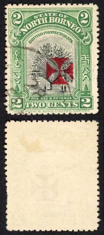 North Borneo SG203 2c Perf 13.5-14 with Carmine Cross used Cat 50 pounds