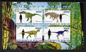 Burundi 2011 Dinosaurs #2 imperf sheetlet containing 4 va...