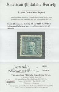 Bosnia & Herzegovina Sc 45l MNH. 1906 5kr Franz Josef Perf 9¼x10½x12½x9¼, CERT