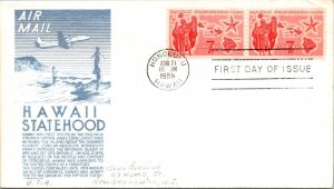 FDC 1959 SC #C55 Blue Anderson Cachet - Honolulu, Hi - Pair - J4292