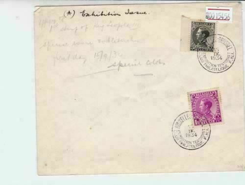 belgium 1934 exhibition issue stamps cover ref r15456