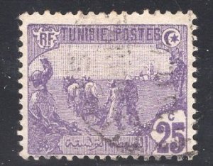 Tunisia   #40  used  1921  plowing  25c  violet