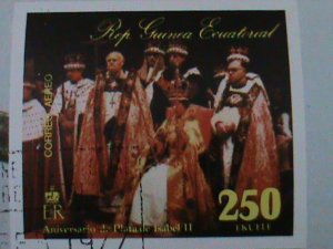 ​EQUATORIAL GUINEA-CORONATION OF QUEEN ELIZABETH II-CTO IMPERF S/S VERY FINE