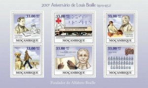 Mozambique 2009 MNH-200th Ann. of Louis Braille. Sc 1895, Mi 3427-3432