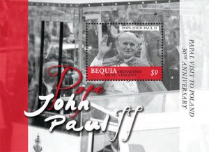 BEQUIA 2014 - POPE JOHN PAUL II VISIT TO POLAND STAMP SOUVENIR SHEET MNH