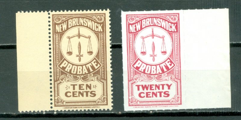 NEW BRUNSWICK LAW STAMPS #NBP14a & #NBP22(VAN DAM) ...MNH...$7.00