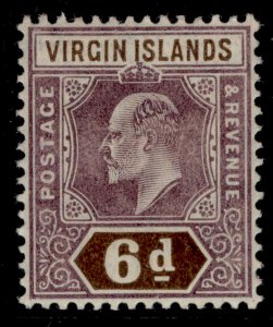 BRITISH VIRGIN ISLANDS EDVII SG59, 6d dull purple & brown, M MINT.