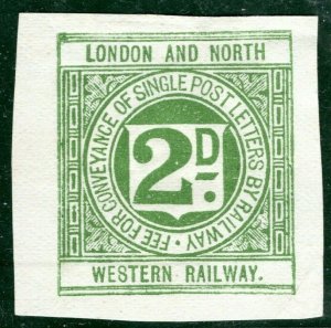 GB RAILWAY LNWR 2d Letter Stamp *IMPERFORATE PROOF* Blued Paper (1891) WHITE1