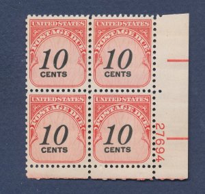 USA - Scott J97 - MNH plate block, Shiny Gum - 10 cents Postage Due