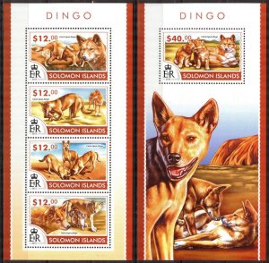 Solomon Islands 2015 Wild Dogs Dingo sheet + S/S MNH