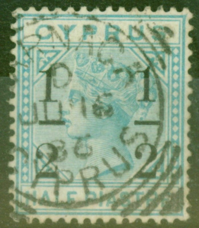 Cyprus 1886 1/2 on 1/2pi Emerald Green SG28 Fine Used 