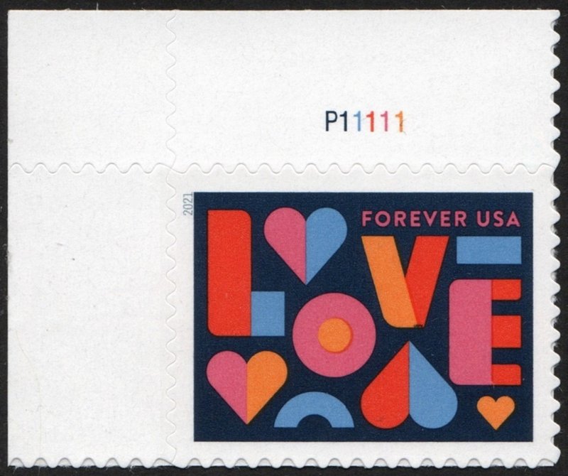 SC#5543 (Forever) LOVE Plate Single (2021) SA