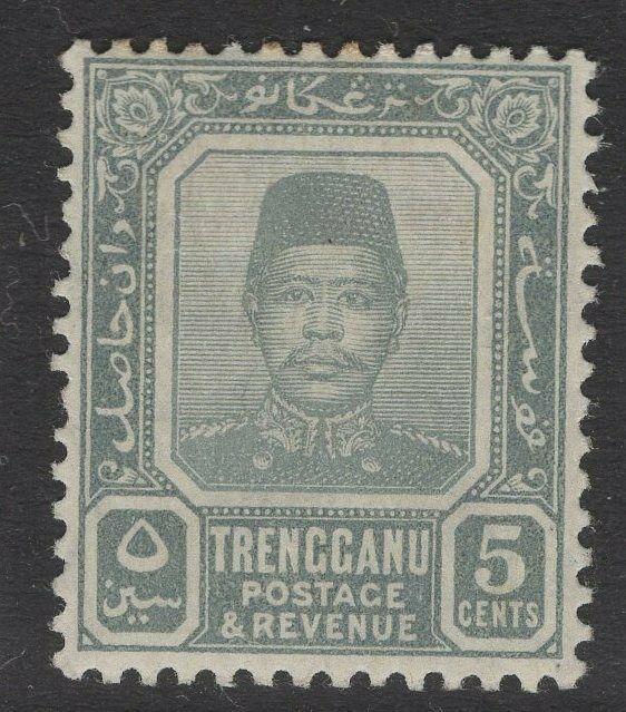 MALAYA TRENGGANU SG6 1910 5c GREY MTD MINT