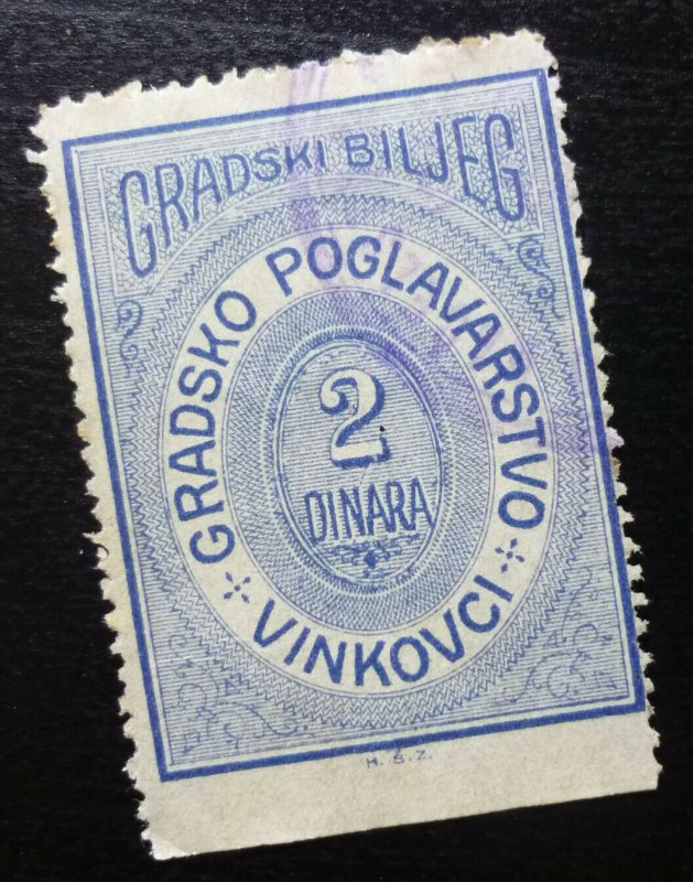 Yugoslavia VINKOVCI Croatia Local Revenue Stamp 2 Dinara  C157
