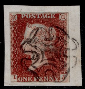 GB QV SG8, 1d red-brown PLATE 36, USED. Cat £120. SCOTTISH MX. ON PIECE IJ