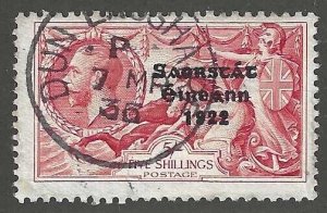 Ireland, 1935, Scott #94, 5sh. carmine Seahorse, Harrison & Sons Overprint, Used