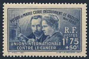 France B76, hinged. Michel 433. Pierre and Marie Curie, 1938.