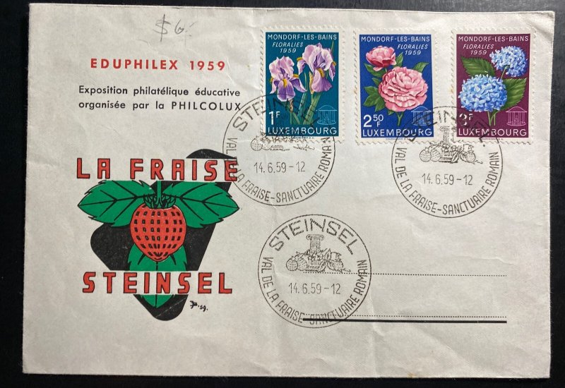 1959 Steinsel Luxembourg First Day Cover FDC EDUphilex Philatelic exhibition