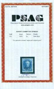 EDW1949SELL : USA 1878 Scott #179 Mint, large part OG Fresh PSAG Cert. Cat $700