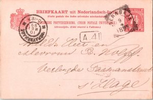 Netherlands Indies 7 1/2c Numeral Postal Card 1899 Soerabaja to The Hague, Ne...