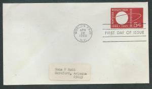 U. S.  Scott U546  FDC Worlds Fair Stamped Envelope