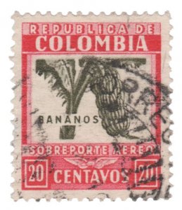 COLOMBIA AIRMAIL STAMP 1932 - 39. SCOTT # C100. USED. # 3