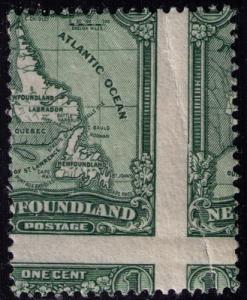 Newfoundland #  145  Mint  OG H with Dramatic miss perf