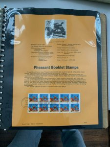 USPS Souvenir Page Scott  1988 pheasant booklet  stamps