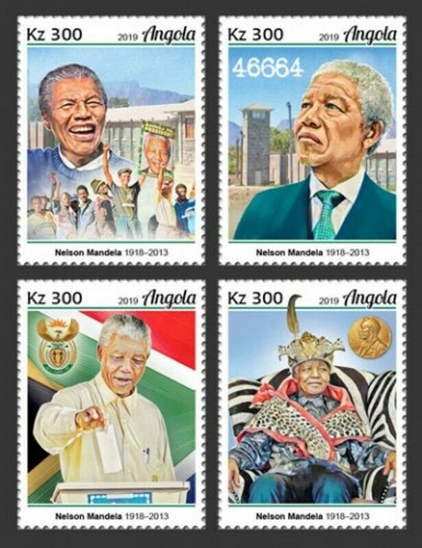 Angola - 2019 Nelson Mandela Anniversary - Set of 4 Stamps - ANG190125a