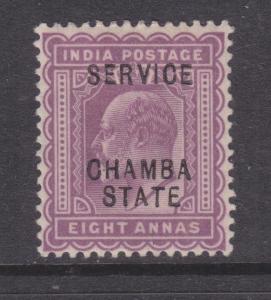 CHAMBA, INDIA, SERVICE, 1905 KEVII 8a. Purple, lhm.