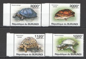 Oz0384 2011 Burundi Fauna Reptiles Sea Turtles Set Mnh