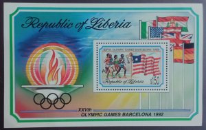 Liberia 1992 MNH Stamps Souvenir Sheet Scott 1155 Sport Olympic Games Flags