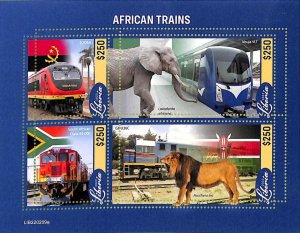 A9010 - LIBERIA - MISPERF ERROR Stamp Sheet - 2022 - Transport, African Trains-