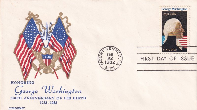 1982, Honoring George Washington, Lyellcraft, FDC (E11678)