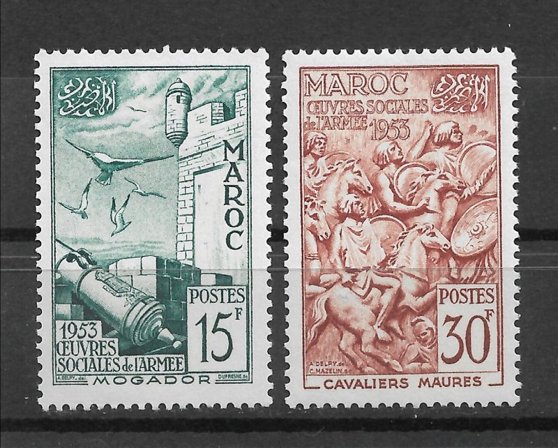 French Morocco 1953, Mogador Fortress, Army Aid, Scott # 291-292,VF MNH**OG