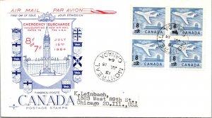 Canada 1964 FDC - Airmail - Emergency Surcharge - Montreal - J3891