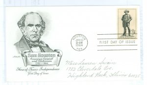 US 1242 1964 Sam Houston, pencil address