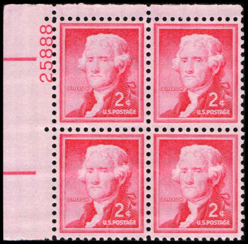 US #1033 JEFFERSON MNH UL PLATE BLOCK #25888