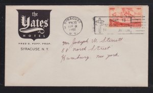 USA 1955 THE YATES HOTEL COVER & POSTCARD SYRACUSE NEW YORK