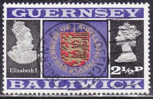 Guernsey 45 Coat of Arms and Queen Elizabeth 1971
