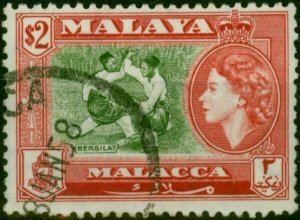 Malacca 1957 $2 Bronze-Green & Scarlet SG48 Fine Used